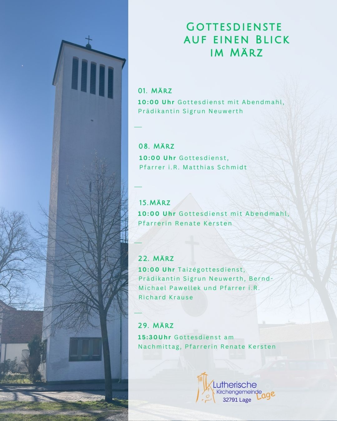 Gottesdienste auf einem Blick