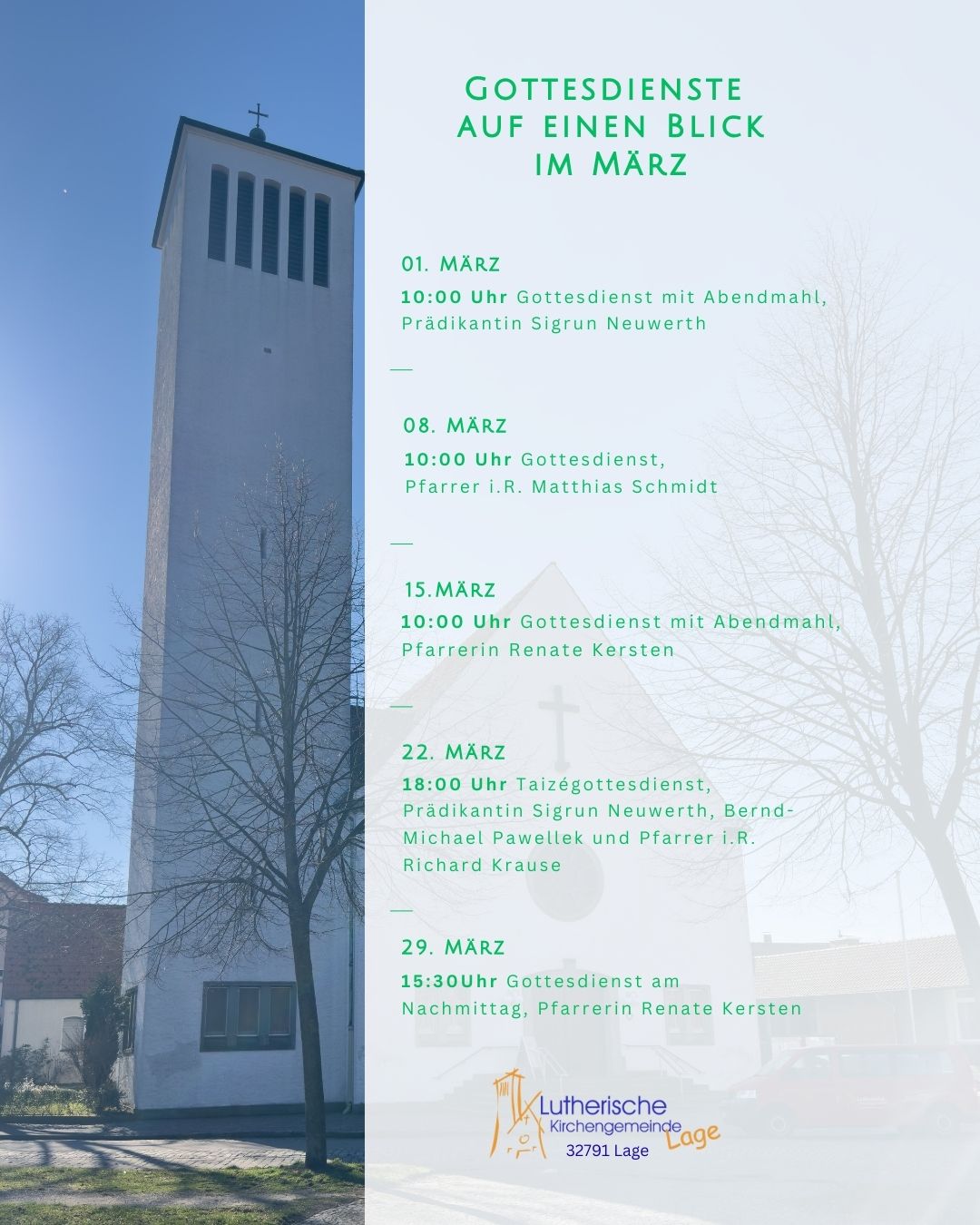 Gottesdienste auf einem Blick