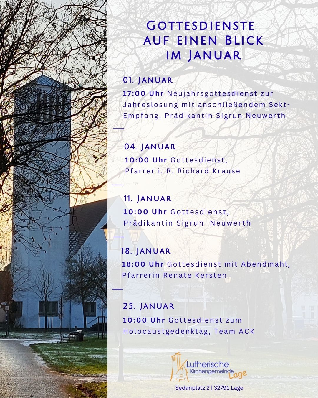 Gottesdienste auf einem Blick