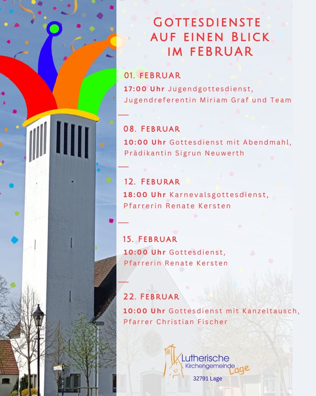 Gottesdienste auf einem Blick